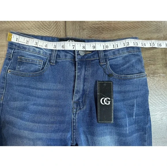 NWT OG Oyster Guy Distressed Skinny Leg Stretch Blue Denim Jeans Junior's Size 7 - Picture 7 of 15